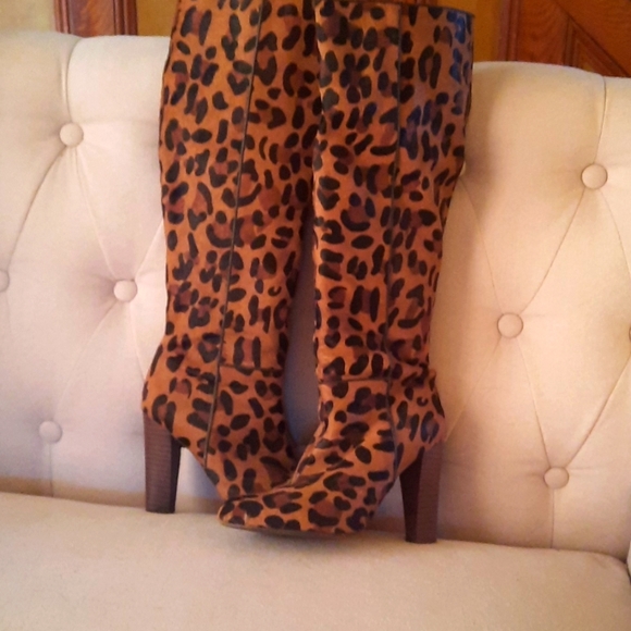Shoes - Knee high leopard boots